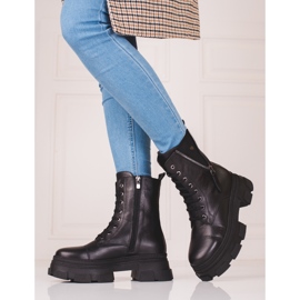 Genți de damă din piele cu fermoar Shelovet decorativ negru 2