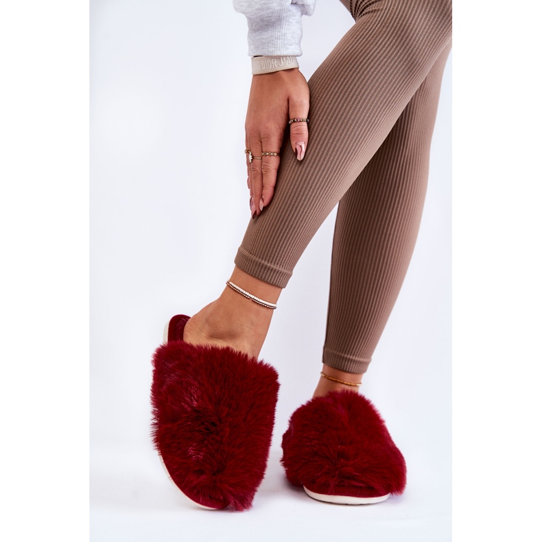 BM Papuci de damă cu blană Maroon Sheryl roșu 1 BM Papuci de damă cu blană Maroon Sheryl roșu 1