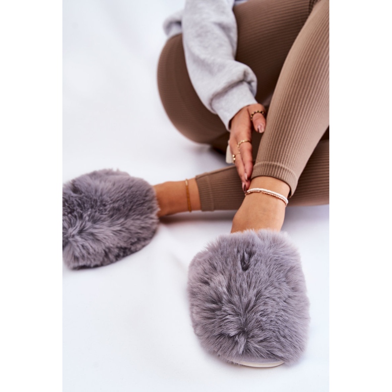 BM Papuci de damă cu blană Sheryl gri 2