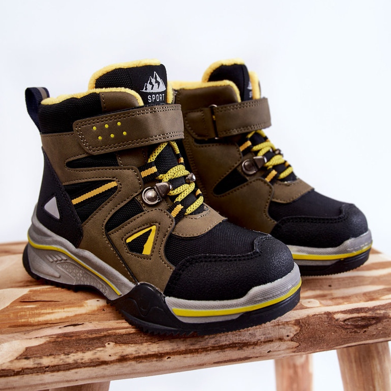 PE1 Ghete Copii Trappers Încălzite Cu Lână Kaki Marco negru verde galben 1