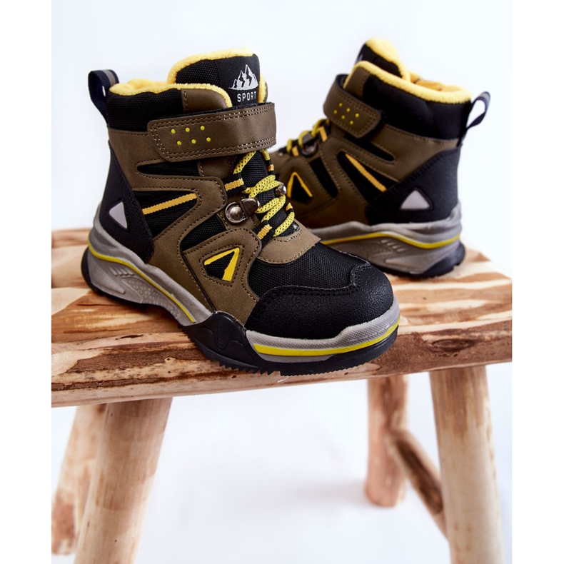 PE1 Ghete Copii Trappers Încălzite Cu Lână Kaki Marco negru verde galben 2