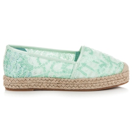 Vices Espadrile din dantela cu paiete verde 2
