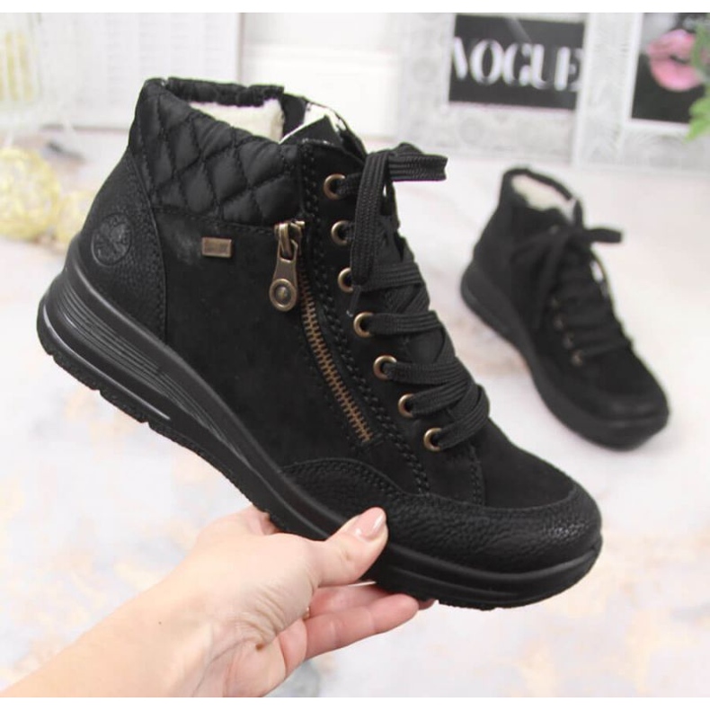 Cizme izolate din piele impermeabilă Rieker W RKR567 negru 1