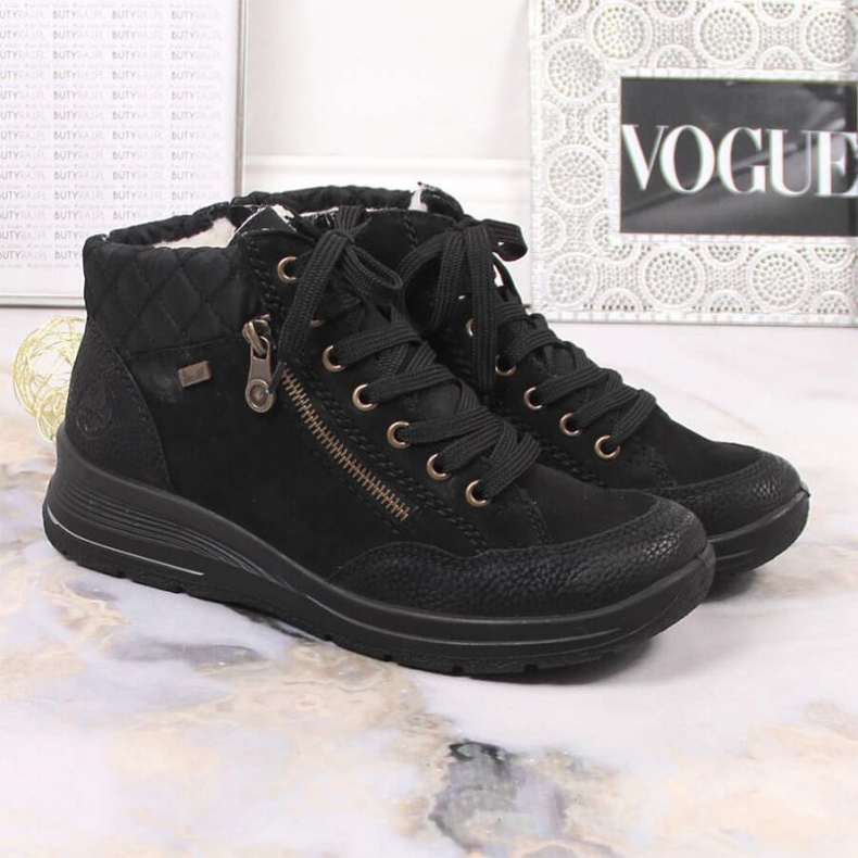 Cizme izolate din piele impermeabilă Rieker W RKR567 negru 2