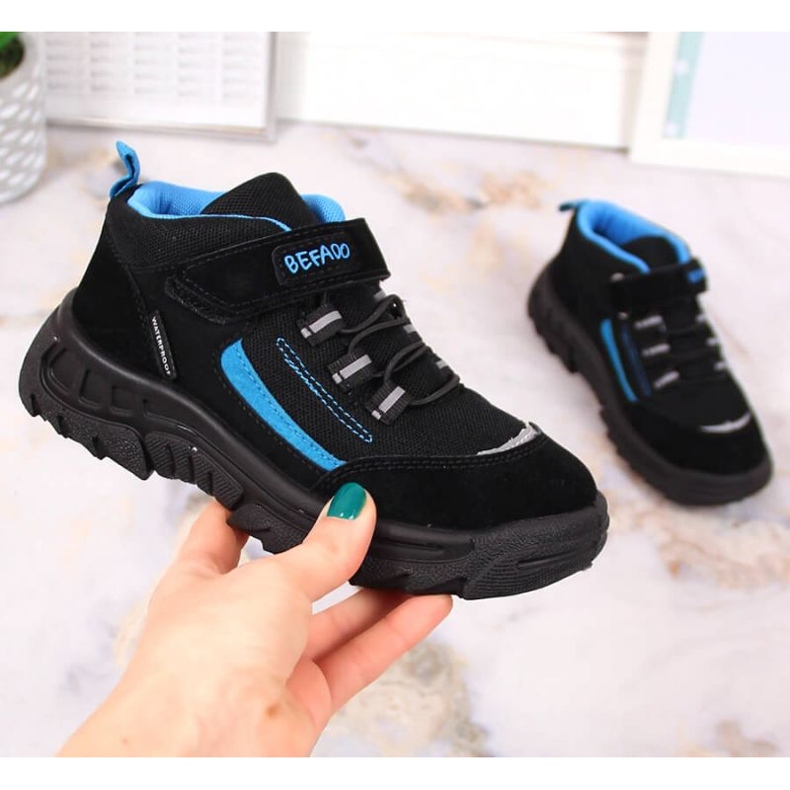 Befado Jr BEF37A pantofi de trekking înalți impermeabili negru 1