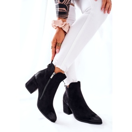 Vinceza Cizme de damă cu toc piele de căprioară neagră Carrick negru 2