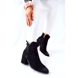 Vinceza Cizme de damă cu toc piele de căprioară neagră Carrick negru 4