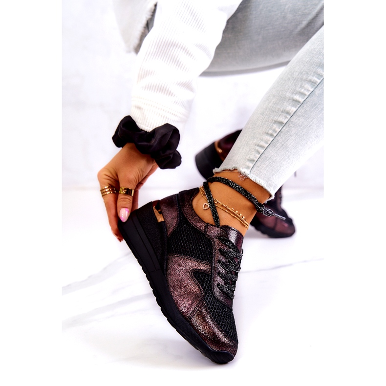 Pantofi Din Piele Cu Mesh S.Barski Negru 4