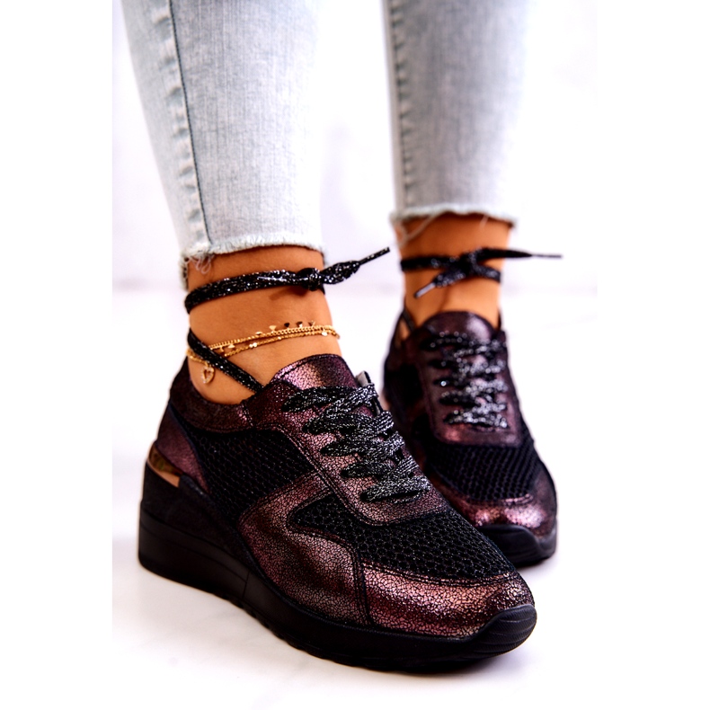 Pantofi Din Piele Cu Mesh S.Barski Negru 5