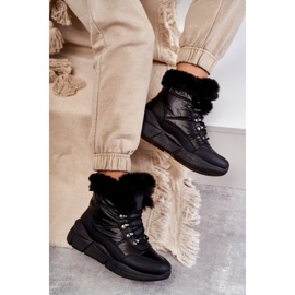 NEWS Cizme de zăpadă cu șireturi pentru damă, negru Anna 3