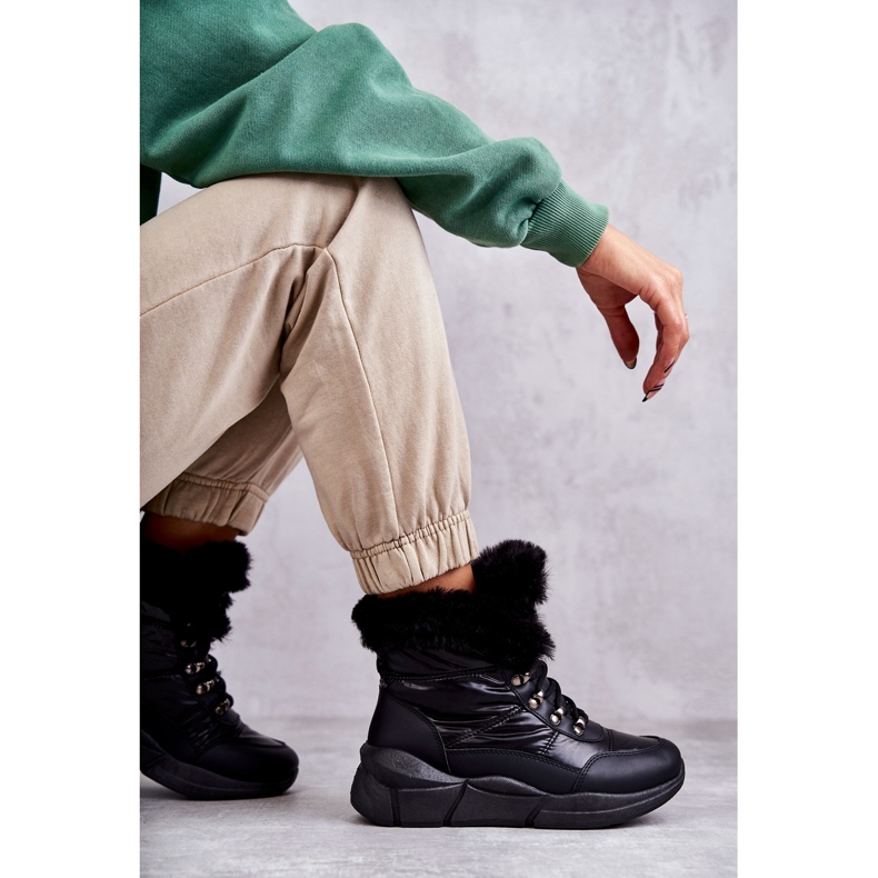 NEWS Cizme de zăpadă cu șireturi pentru damă, negru Anna 5