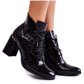 PA2 Cizme de dama lacuite negre pe toc negru 1