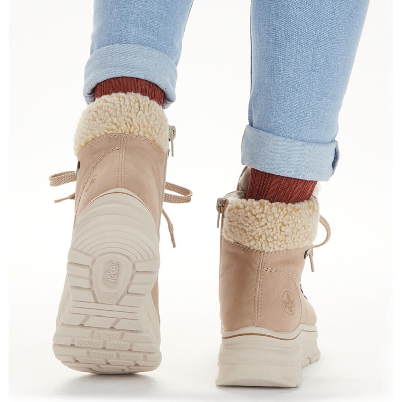 Cizme de zăpadă de damă Rieker bej calde impermeabile 48034-20 2
