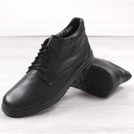 Botine confortabile din piele Łukbut M LUK1806B negru 2