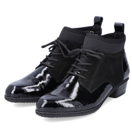 Cizme izolate lacuite din piele Rieker W RKR573 negru 1