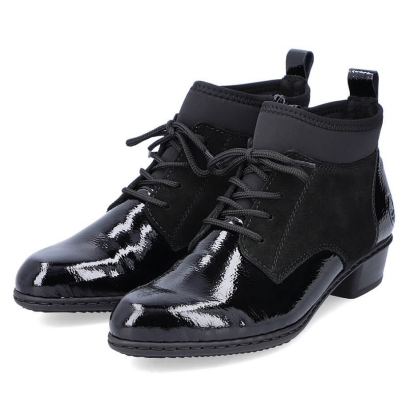 Cizme izolate lacuite din piele Rieker W RKR573 negru 1