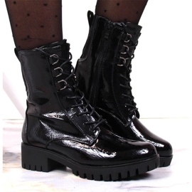 Botine izolate lacuite Jezzi W JEZ369 negru 1