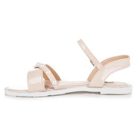 Vices Sandale plate cu perle maro 1