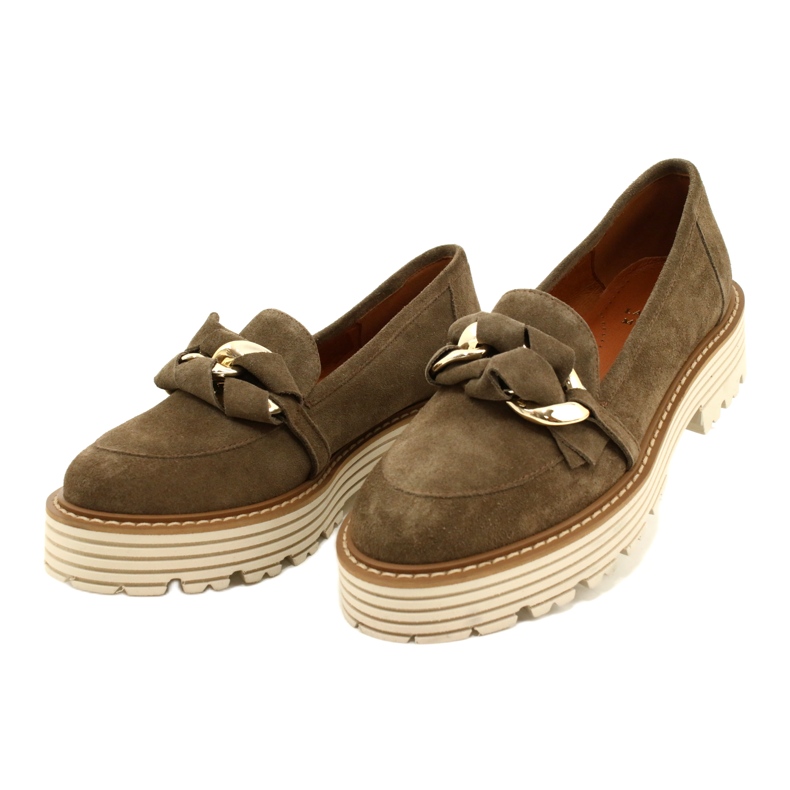 Pantofi pentru femei cu ornament ornamental Laura Messi 2523 Green verde 2