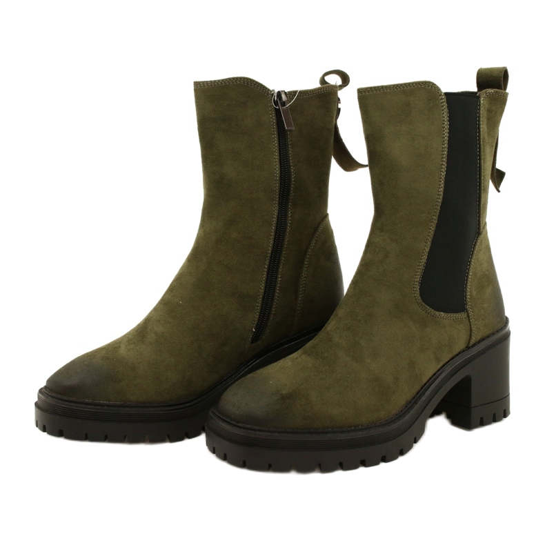 Vinceza Botine de piele intoarsa de dama, verde 2