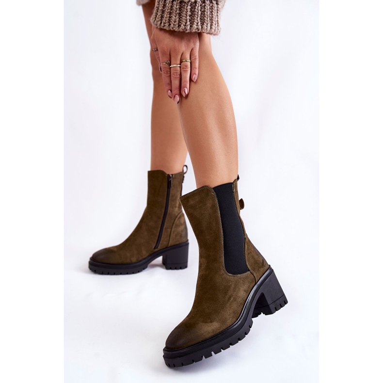 Vinceza Cizme de dama din piele intoarsa cu fermoar Liris verde 2 Vinceza Cizme de dama din piele intoarsa cu fermoar Liris verde 2