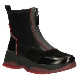 Cizme izolate piele Filippo W PAW395 negru roșu 2