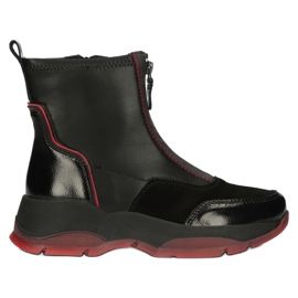 Cizme izolate piele Filippo W PAW395 negru roșu 1