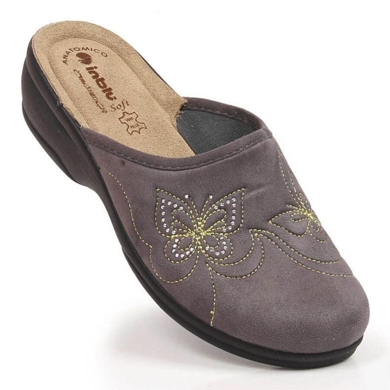 Papuci confortabili din velur Inblu W ARC21 gri 1