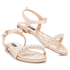 Vices Sandale plate cu margele maro 2