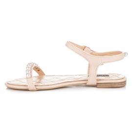 Vices Sandale plate cu margele maro 1