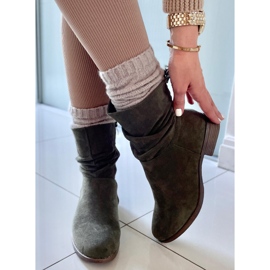 PA1 Theda Green cizme plate din piele intoarsa verde 2