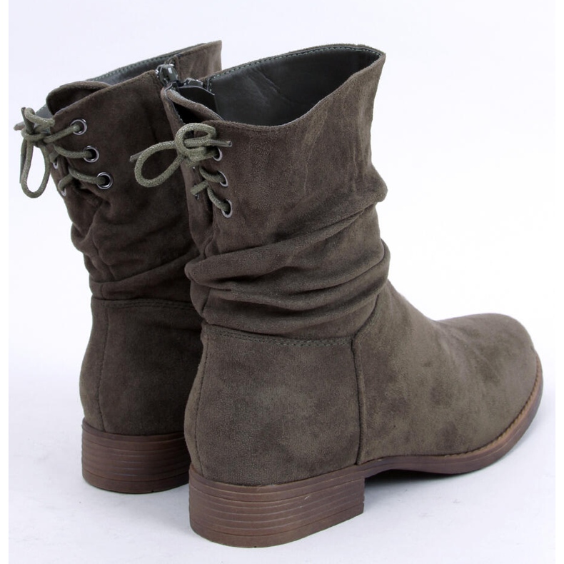 PA1 Theda Green cizme plate din piele intoarsa verde 1