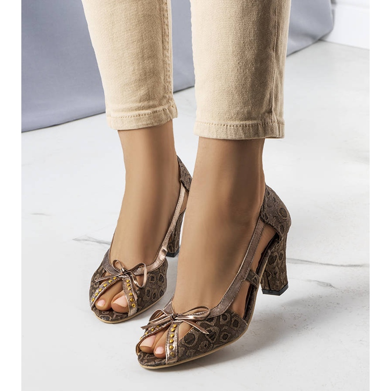 PA1 Pompe maro cu toc înalt de la Lavra cupru 1