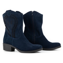 Olivier Cizme de dama ajurate cu toc inalt Angela bleumarin albastru 2