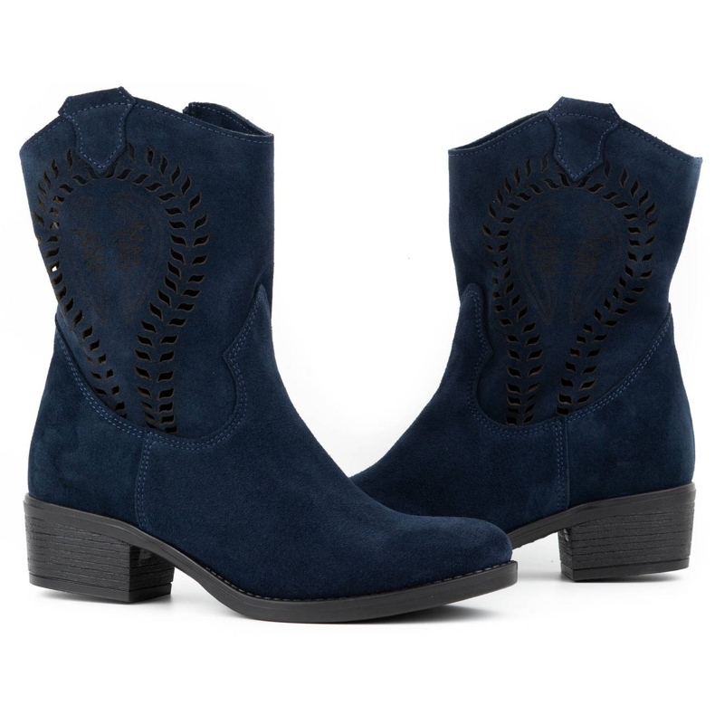 Olivier Cizme de dama ajurate cu toc inalt Angela bleumarin albastru 3