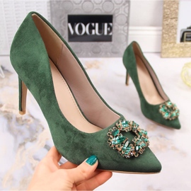 Tocuri verzi din piele intoarsa cu zirconiu cubic Sabatina 1328-1 verde 1