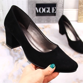 Pompe de damă din piele intoarsa neagra pe post Azali 1470 negru 1