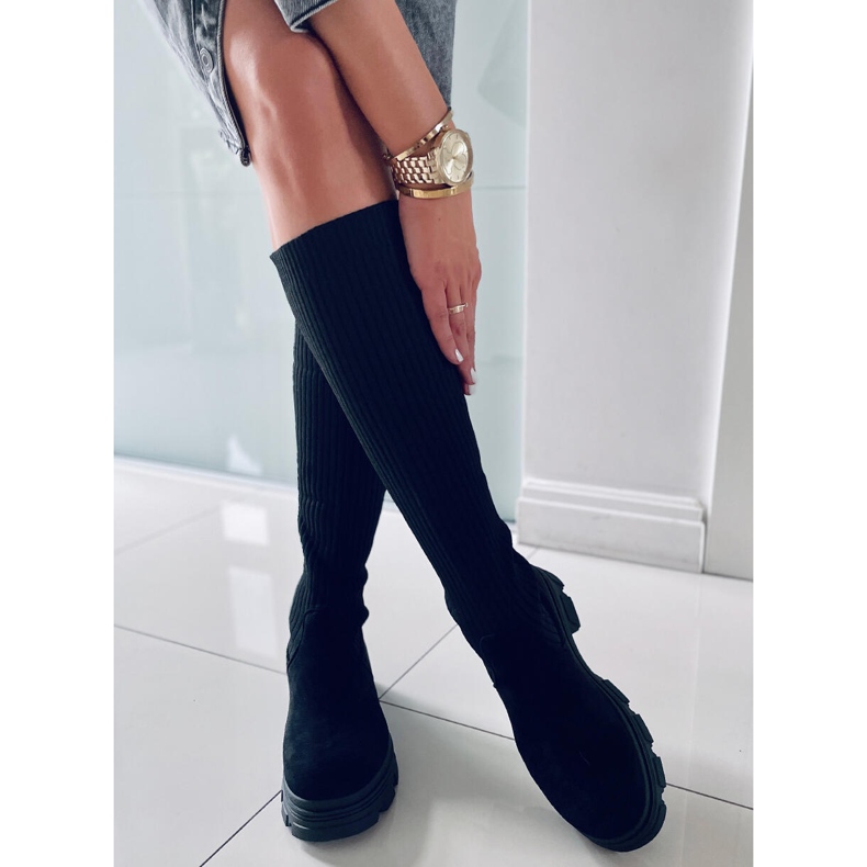 BM Botine Janelle Black cu șosete negru 2