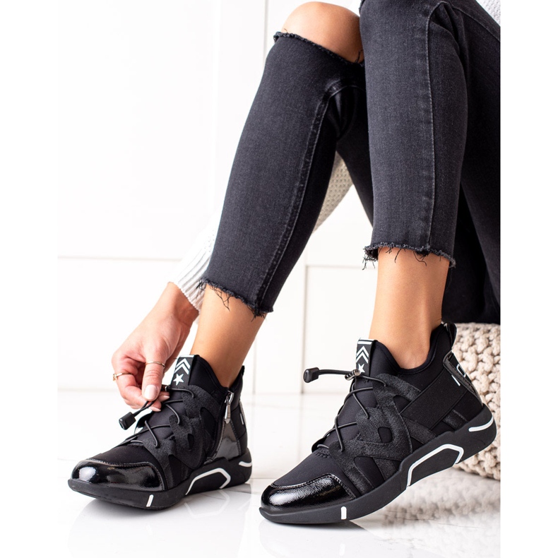 Pantofi sport VINCEZA Slip-On negru 1