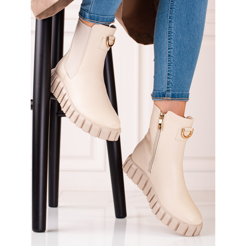 W. Potocki Cizme de dama cu platforma Potocki bej 1