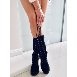 Charlize Cizme negre din piele intoarsa cu siret negru 1 Charlize Cizme negre din piele intoarsa cu siret negru 1