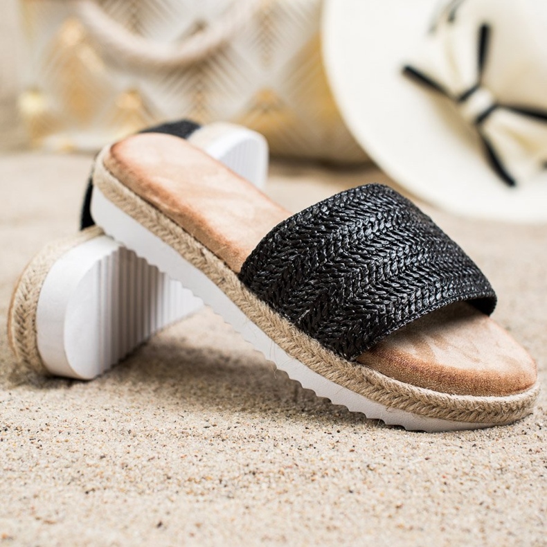 SHELOVET Espadrile pe platformă negru 1