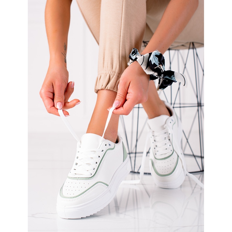 SHELOVET Adidași Cu Inserție Verde alb 1 SHELOVET Adidași Cu Inserție Verde alb 1