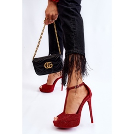 Sandale roșii cu toc înalt lucioase Marisha roșu 2