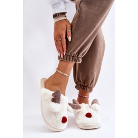 PA1 Papuci De Dama Cu Blana Si Ren Crema Sopya ecru 1