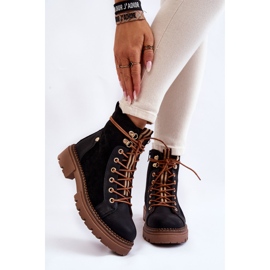 Cizme Trapper din piele intoarsa neagra Alette negru 1