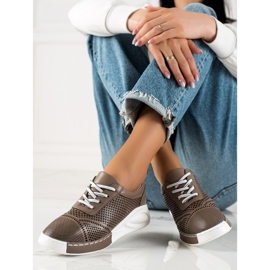 ARTIKER Adidași din piele ușoară maro 2