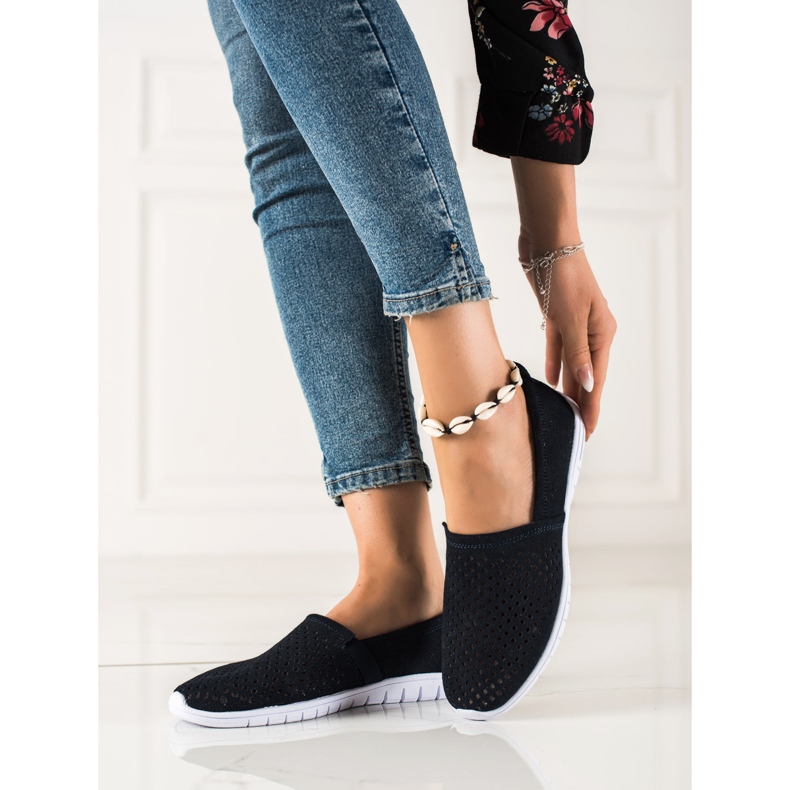 DK Slipons din piele ajurată albastru marin 1 DK Slipons din piele ajurată albastru marin 1