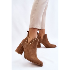 Lewski Shoes Cizme De Damă De piele intoarsa Cu Decupaje Stânga 3075 Camel maro 2
