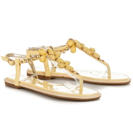 Vices Sandale lăcuite cu cristale galbene 1
